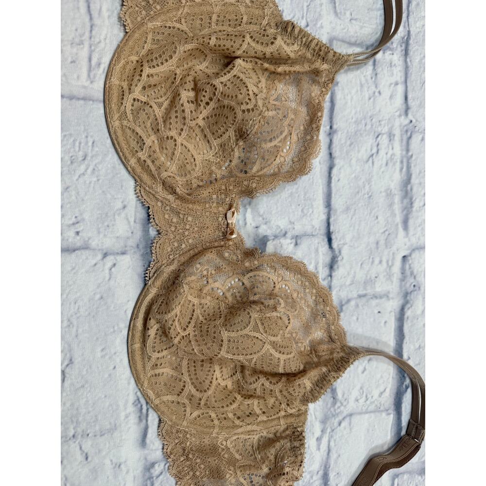 Chantelle 1741 Merci 2 Plunge Unlined Underwire Bra Nude 36D Double Strap - Picture 7 of 8